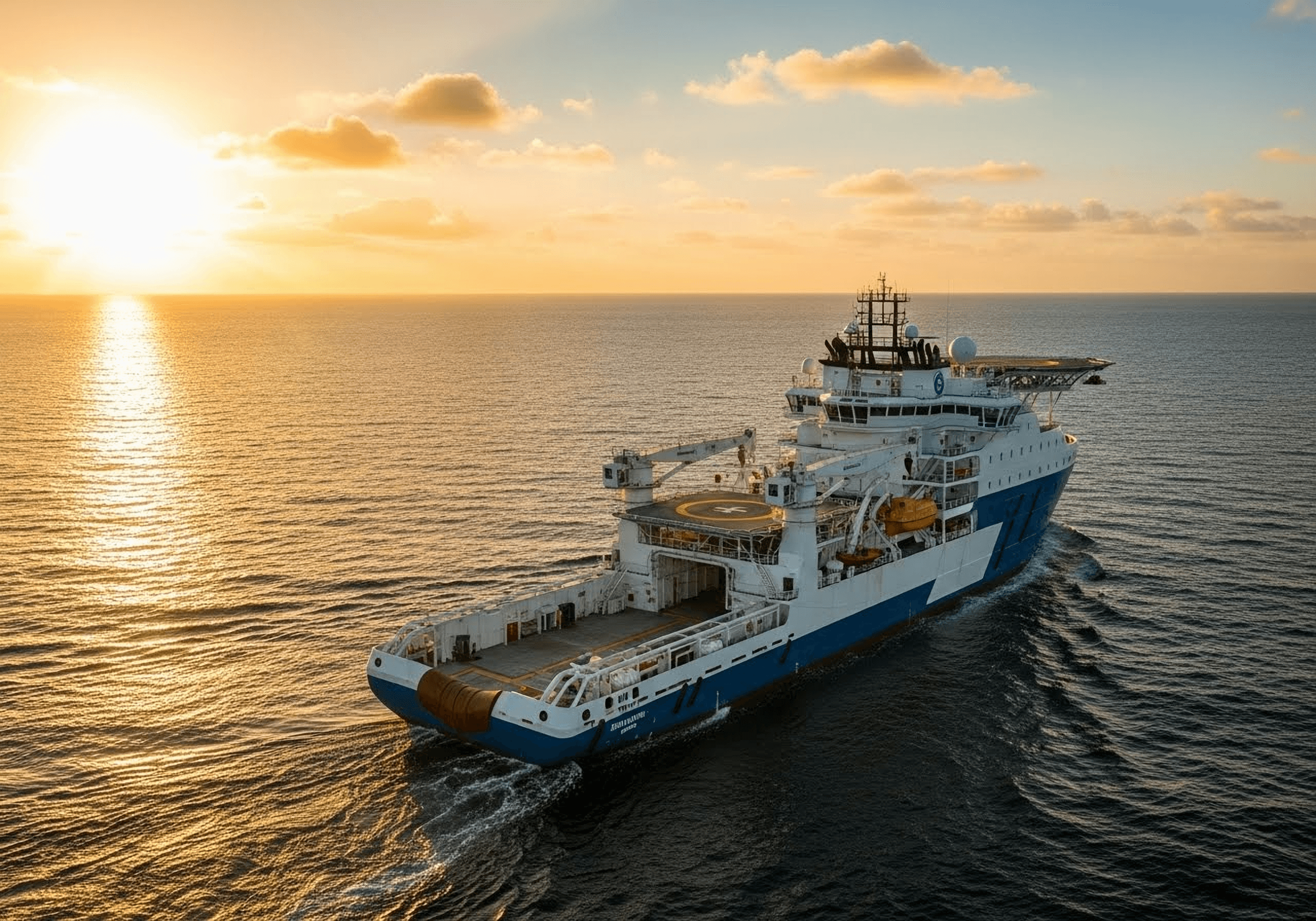 Offshore support and research vessel at sea
